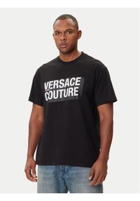 Versace Jeans Couture T-Shirt 79GAHP02 CJ01P Czarny Regular Fit. Kolor: czarny. Materiał: bawełna