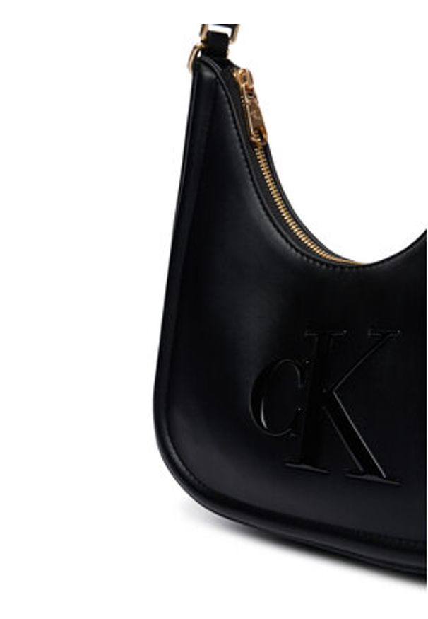 Calvin Klein Torebka Bold Ck Small Crescent LV04F3561G Czarny. Kolor: czarny. Materiał: skórzane