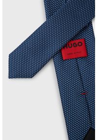 Hugo - HUGO krawat jedwabny. Kolor: niebieski. Materiał: jedwab