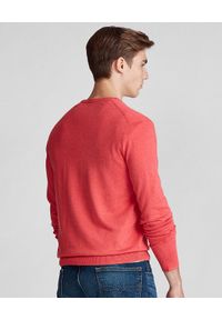 Ralph Lauren - RALPH LAUREN - Czerwony sweter w serek. Typ kołnierza: dekolt w serek. Kolor: czerwony. Materiał: bawełna. Wzór: aplikacja, haft. Sezon: wiosna #3