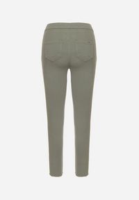 Born2be - Ciemnozielone Dopasowane Bawełniane Spodnie Irinaes. Okazja: na co dzień. Kolor: zielony. Materiał: bawełna. Wzór: aplikacja. Styl: klasyczny, casual, elegancki #7