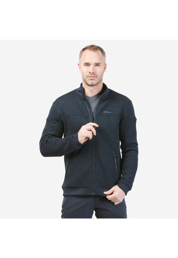 quechua - Polar turystyczny męski Quechua NH100. Kolor: niebieski. Materiał: polar, tkanina, elastan, prążkowany, materiał, poliester. Sport: wspinaczka