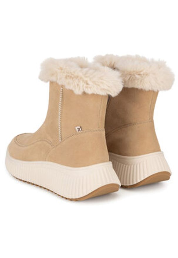 Rieker Revolution Lifestyle Botki W1772-62 Beżowy. Kolor: beżowy. Materiał: skóra, zamsz