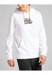 Lee - LEE PRIDE HOODIE MĘSKA BLUZA Z KAPTUREM LOGO WHITE L82RSP12. Typ kołnierza: kaptur