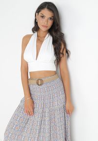 Born2be - Niebieska Spódnica Maxi w Stylu Boho z Plecionym Paskiem Kairy. Kolor: niebieski. Styl: boho #3