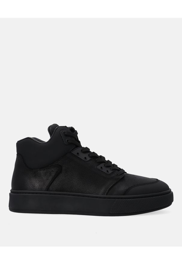 Venezia - CZARNE SNEAKERSY MĘSKIE Z NUBUKU D13B1T26-5 BLACK. Kolor: czarny. Materiał: nubuk