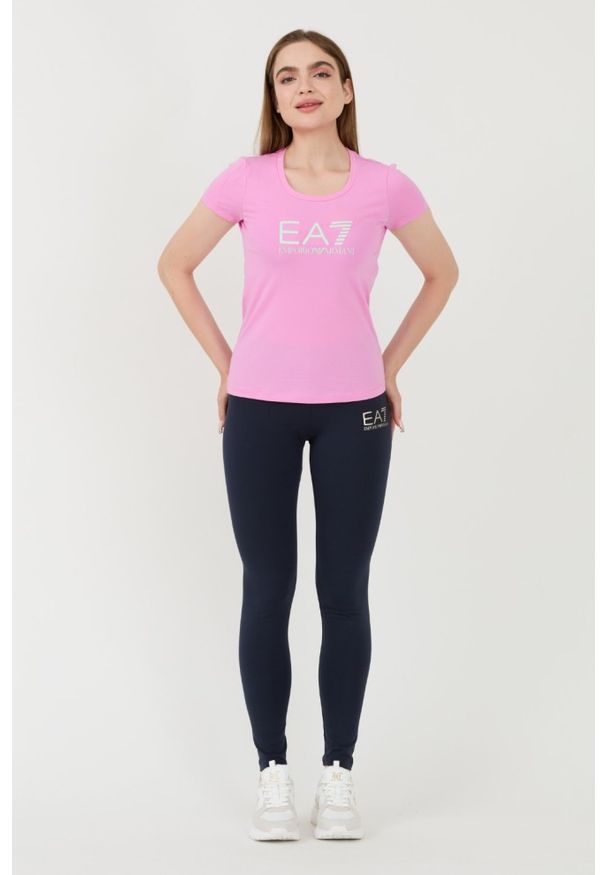 EA7 Emporio Armani - EA7 Różowy damski t-shirt, Rozmiar S. Kolor: różowy