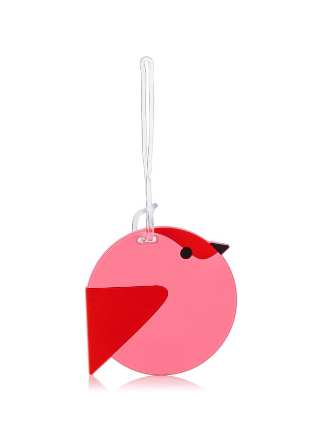 Ochnik - Okrągły identyfikator do bagażu różowy ptak. Kolor: różowy. Materiał: tworzywo sztuczne. Styl: elegancki
