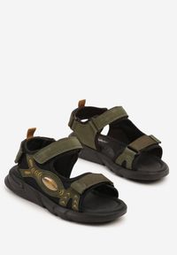 Born2be - Zielone Sandały w Sportowym Stylu ze Skórzaną Wkładką Addnorie. Okazja: na spacer, na co dzień. Zapięcie: rzepy. Kolor: zielony. Materiał: skóra. Styl: sportowy #2