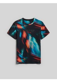 4f - 4F T-shirt regular z nadrukiem męski - multikolor S. Okazja: na co dzień. Kolor: wielokolorowy. Materiał: jeans, dzianina, bawełna, dresówka, materiał, jersey. Wzór: nadruk. Styl: casual, klasyczny #1