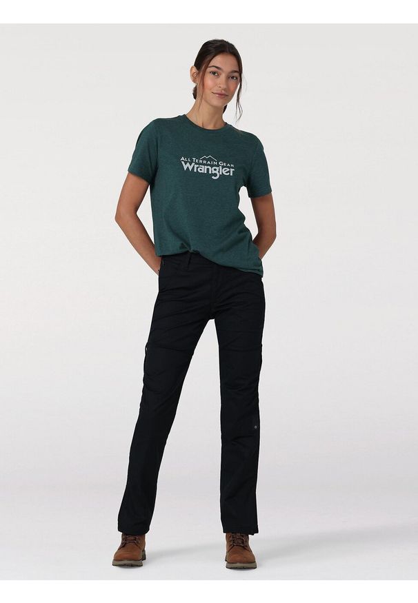 Wrangler - WRANGLER REINFORCED SOFTSHELL PANT DAMSKIE SPODNIE MATERIAŁOWE BLACK WC2GAW100 112324386. Materiał: materiał, softshell