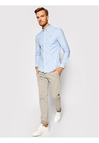 Tommy Jeans Koszula Stretch Oxford DM0DM09594 Błękitny Slim Fit. Kolor: niebieski. Materiał: bawełna