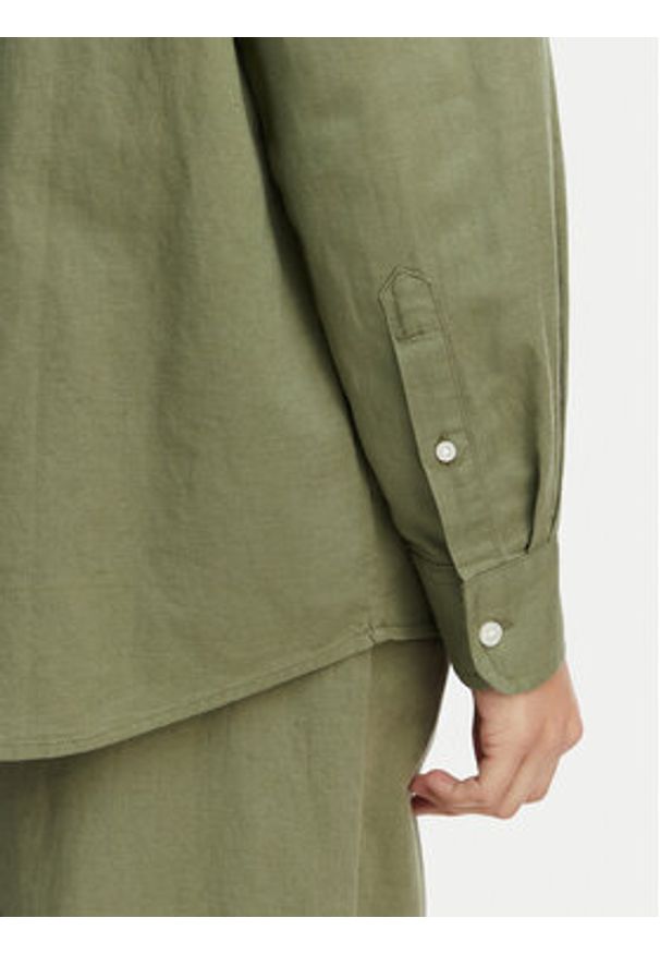 Tommy Jeans Koszula DW0DW22209 Zielony Relaxed Fit. Kolor: zielony. Materiał: len