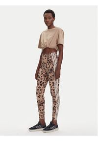 Adidas - adidas Legginsy Animal Print 3-Stripes JM1865 Beżowy Slim Fit. Kolor: beżowy. Materiał: bawełna. Wzór: nadruk #5