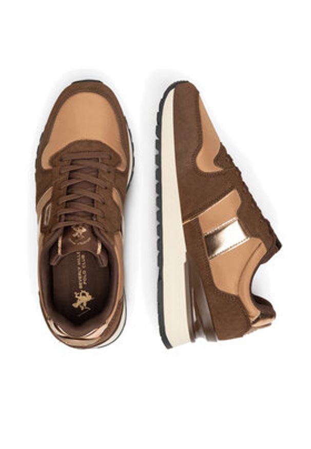 Beverly Hills Polo Club Sneakersy W-3C098-2A324 Brązowy. Kolor: brązowy. Materiał: skóra, zamsz