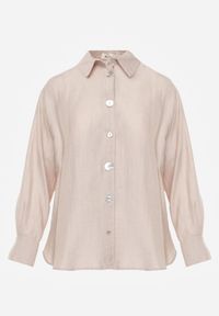 Born2be - Beżowa Koszula Oversize z Wiskozą i Lnem Zdobiona Nieregularnymi Guzikami Inisera. Okazja: na co dzień, do pracy. Typ kołnierza: kołnierzyk klasyczny. Kolor: beżowy. Materiał: wiskoza, len. Długość: długie. Wzór: aplikacja. Styl: casual, klasyczny, elegancki #5