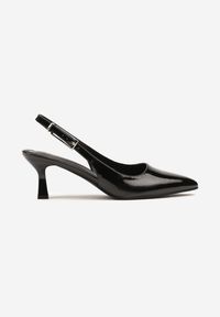 Renee - Czarne Sandały Slingback na Kaczuszce z Lakierowanym Wykończeniem Annive. Okazja: na co dzień. Kolor: czarny. Materiał: lakier. Obcas: na szpilce. Styl: casual, elegancki #4