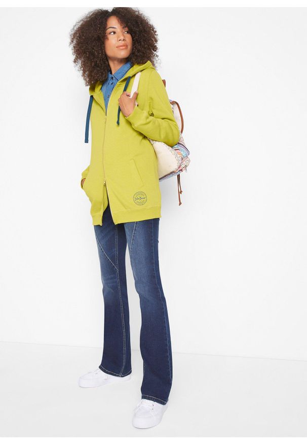 bonprix - Jeansy ze stretchem o kroju bootcut, mid waist. Kolor: niebieski