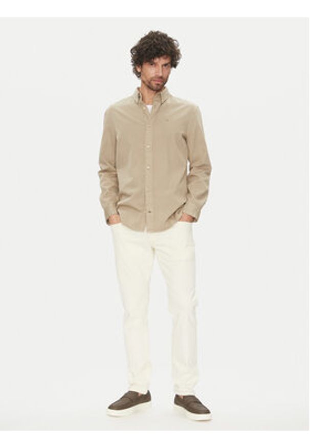 Calvin Klein Koszula K10K114200 Beżowy Comfort Fit. Kolor: beżowy. Materiał: bawełna