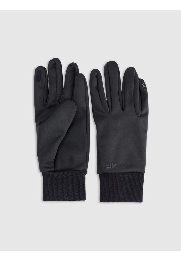 4f - 4F Rękawiczki softshellowe Touch Screen uniseks - czarne XS. Kolor: czarny. Materiał: softshell, syntetyk, materiał. Technologia: Windstopper. Sezon: zima. Sport: narciarstwo, turystyka piesza