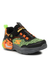 skechers - Sneakersy Skechers Dino Lights 400615L/BKOR Black/Orange. Kolor: czarny. Materiał: materiał
