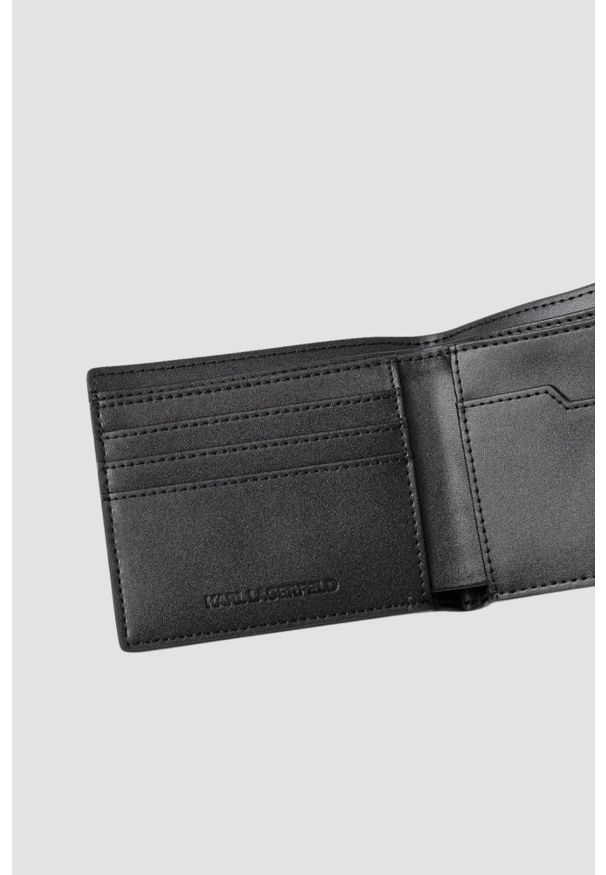 Karl Lagerfeld - KARL LAGERFELD Czarny portfel skórzany Monogram. Kolor: czarny. Materiał: skóra