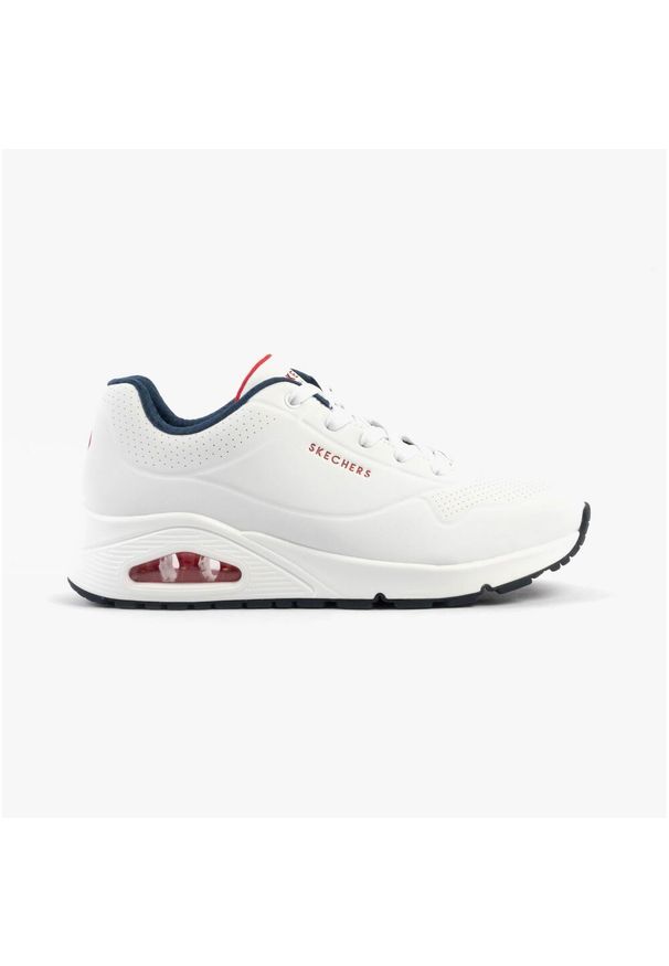 skechers - Buty SKECHERS Uno Stand On Air. Okazja: na co dzień. Kolor: beżowy, biały, wielokolorowy. Materiał: skóra