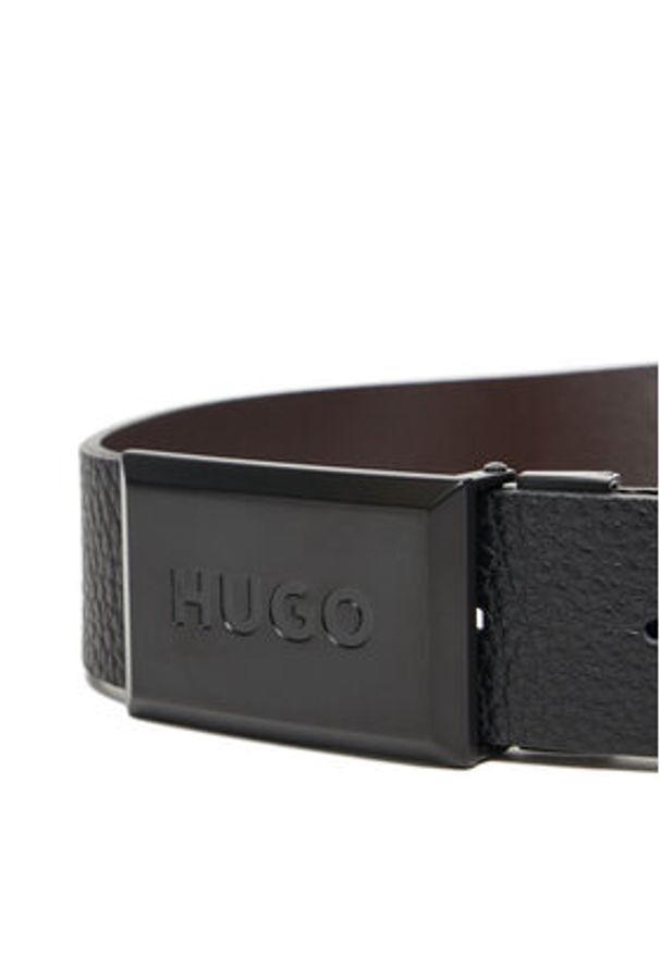 Hugo - HUGO Pasek Męski 50555040 Czarny. Kolor: czarny. Materiał: skóra