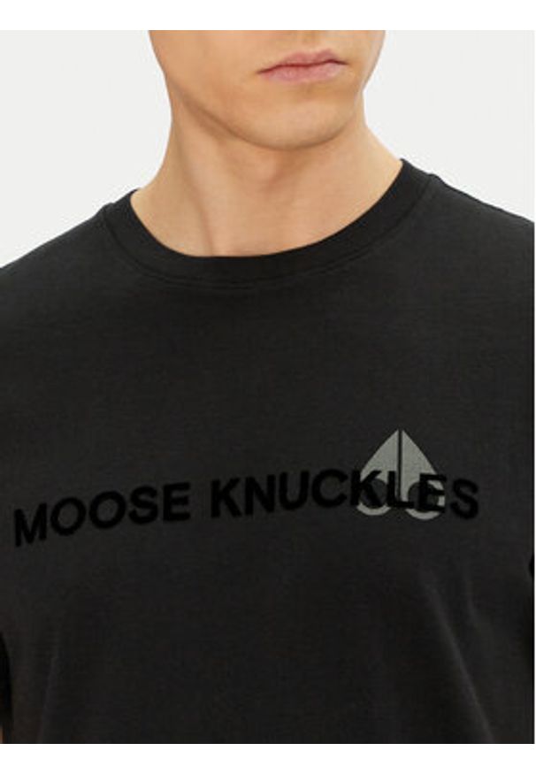 Moose Knuckles T-Shirt Conway M15MT760 Czarny Regular Fit. Kolor: czarny. Materiał: bawełna