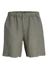 Jack & Jones Szorty materiałowe Lawrence 12253134 Zielony ciemny Wide Leg. Kolor: zielony. Materiał: len #8
