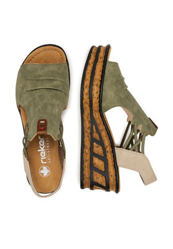 Rieker Sandały 68175-52 Zielony. Kolor: zielony. Materiał: materiał