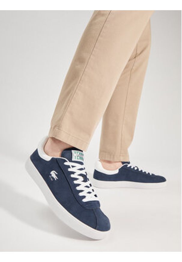 Lacoste Sneakersy 746SMA0065 Granatowy. Kolor: niebieski. Materiał: zamsz, skóra