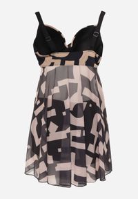 Born2be - Czarne Bikini z Siateczkową Sukienką Kąpielową i Majtkami Typu Szorty Vilineli. Kolekcja: plus size. Kolor: czarny. Długość: długie #5