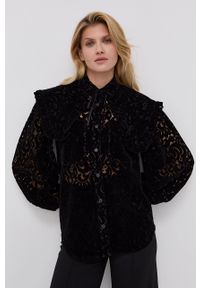 AllSaints Koszula damska kolor czarny relaxed z wiązanym dekoltem. Kolor: czarny. Materiał: tkanina, materiał #6