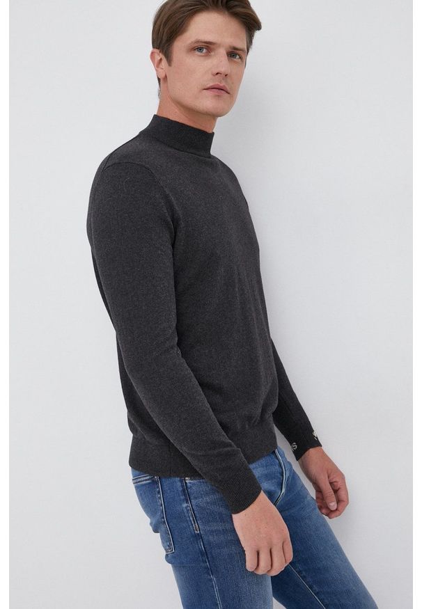Pepe Jeans - Sweter z domieszką wełny Charles. Kolor: szary. Materiał: wełna. Długość rękawa: długi rękaw. Długość: długie