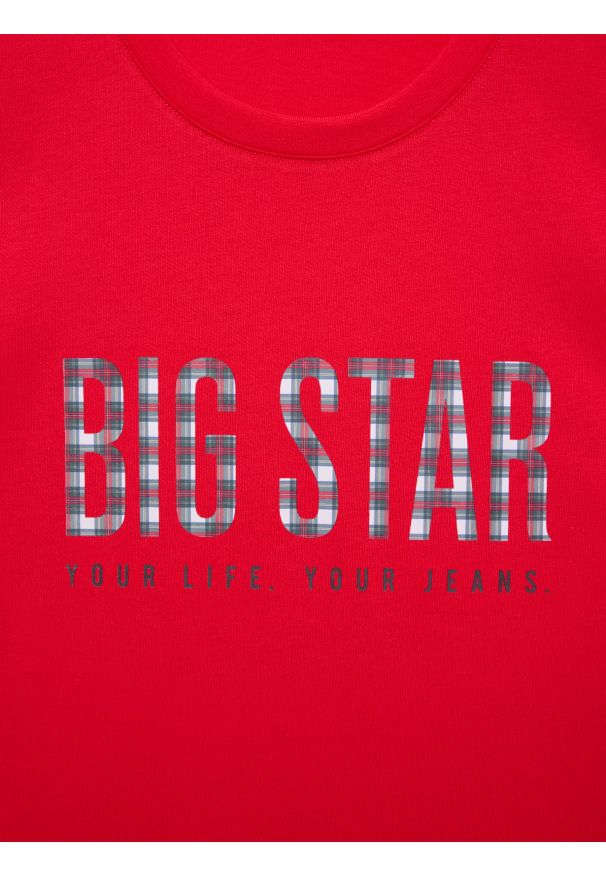 Big-Star - Koszulka męska z logo BIG STAR czerwona Melsar 603. Kolor: czerwony. Materiał: dzianina. Wzór: nadruk. Styl: klasyczny, wizytowy