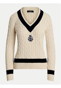 Lauren Ralph Lauren - LAUREN RALPH LAUREN Sweter 200957479001 Beżowy Regular Fit. Kolor: beżowy. Materiał: bawełna