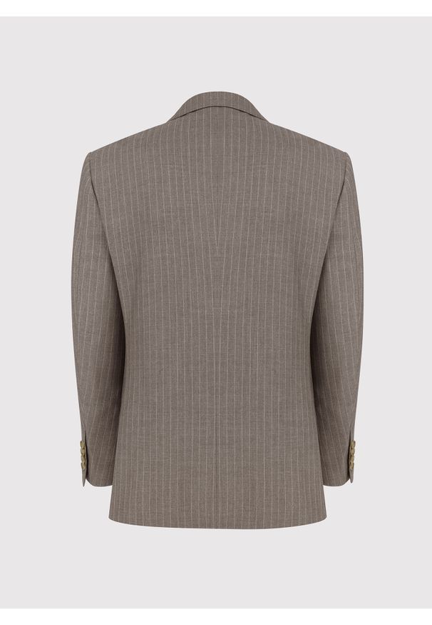 Pako Lorente - PAKO LORENTE – Beżowa marynarka garniturowa w prążki. Kolor: beżowy. Materiał: poliester, wiskoza. Wzór: prążki