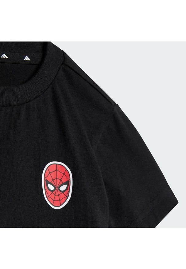 Adidas - Zestaw Marvel Spider-Man Tee Kids. Kolor: biały, wielokolorowy, czarny. Wzór: motyw z bajki. Styl: sportowy, młodzieżowy