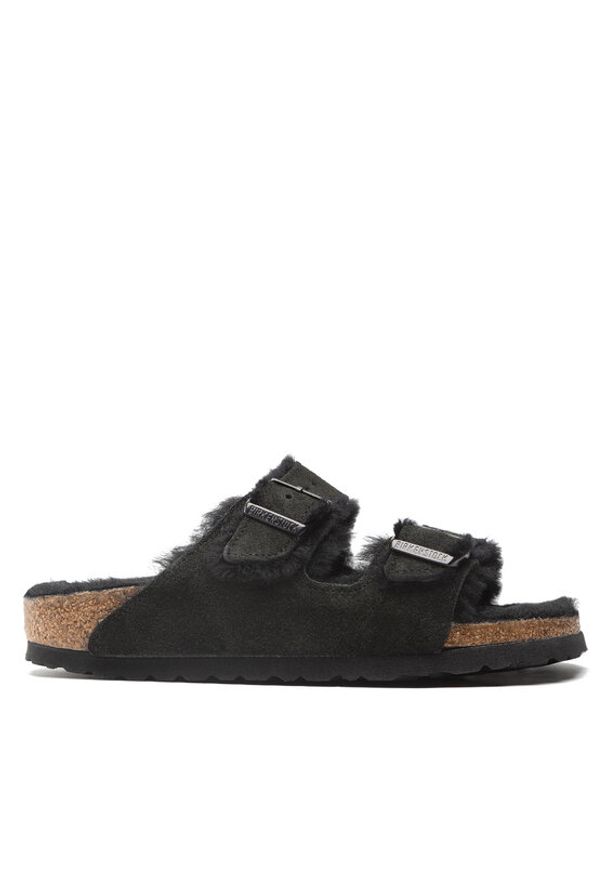 Birkenstock Klapki Arizona Shearling 0752663 Czarny. Kolor: czarny. Materiał: welur, skóra