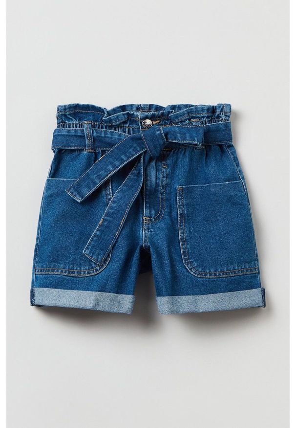 OVS szorty jeansowe dziecięce gładkie. Kolor: niebieski. Materiał: jeans. Wzór: gładki