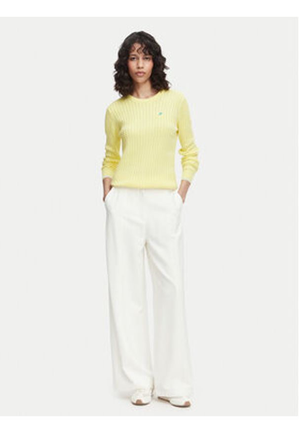 Beverly Hills Polo Club Sweter P-SS26W-M537390 Żółty Regular Fit. Typ kołnierza: polo. Kolor: żółty. Materiał: bawełna