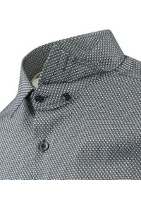 Taliowana Koszula Męska - Victorio - Czarno-Biała, Mikrowzór. Kolor: czarny, biały, wielokolorowy. Materiał: elastan, bawełna. Styl: elegancki #2