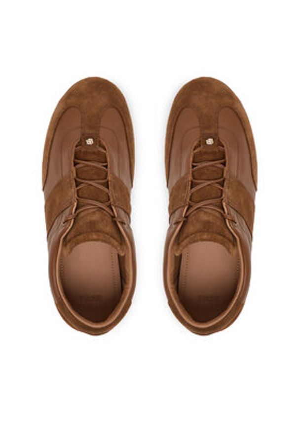 BOSS Sneakersy Roxanne 50557939 Brązowy. Kolor: brązowy. Materiał: skóra, zamsz