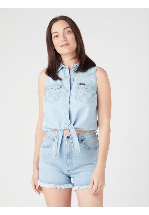 Wrangler Top W5WTHWXAZ 112334379 Błękitny Regular Fit. Kolor: niebieski. Materiał: bawełna
