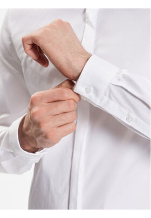Calvin Klein Koszula Hidden K10K109891 Biały Extra Slim Fit. Kolor: biały. Materiał: bawełna