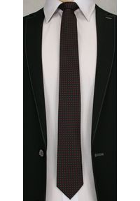 Oryginalny Męski Krawat w Drobne Groszki - 6 cm - Angelo di Monti, Czarny. Kolor: czarny. Wzór: grochy #2