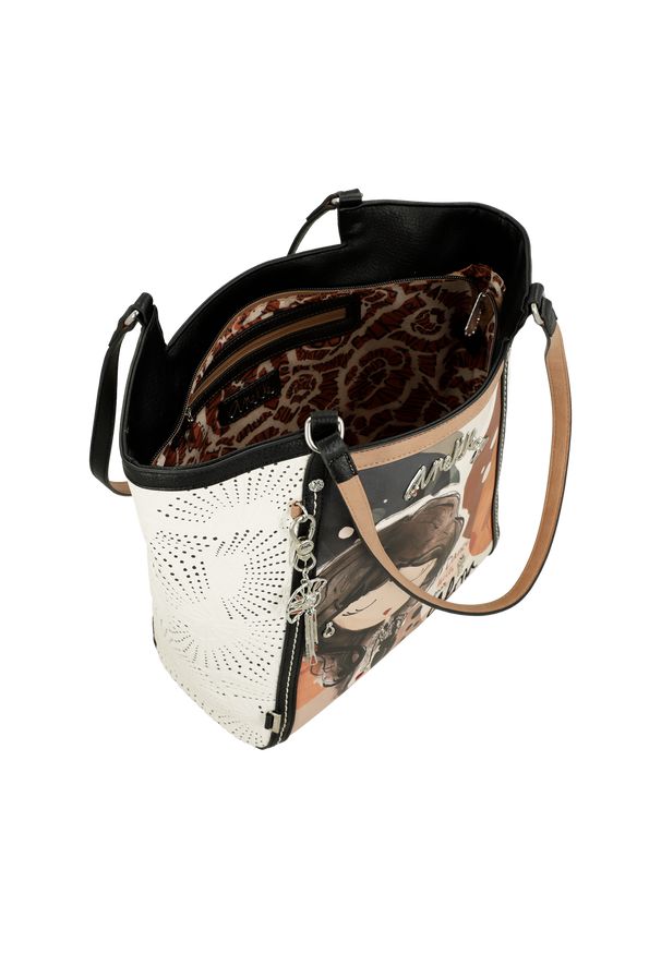 Pomarańczowa Torebka Anekke Elegancka Shopperka Damska Seria Alma. Kolor: pomarańczowy. Wzór: aplikacja. Dodatki: z breloczkiem. Styl: elegancki. Rodzaj torebki: na ramię