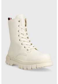 TOMMY HILFIGER - Tommy Hilfiger obuwie zimowe kolor biały. Nosek buta: okrągły. Zapięcie: sznurówki. Kolor: biały. Materiał: materiał. Sezon: zima #5