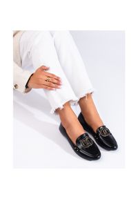 Diamantique Mokasyny Z Ozdobą czarne. Kolor: czarny. Wzór: aplikacja #5